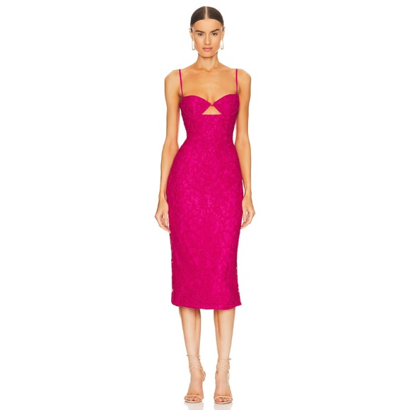 Bardot Dresses & Skirts - NWOT REVOLVE x Bardot Ivanna Lace Midi Dress In Fuchsia